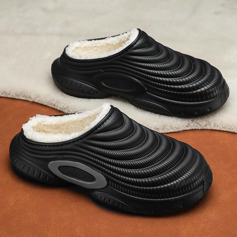 Zapatillas Cálidas de Invierno para Hombre Zapatillas de Algodón Tacones Envolventes Exterior Interior Zapatos Cálidos para Hombre Hogar Dormitorio Zapatillas Cálidas de Felpa 38-45