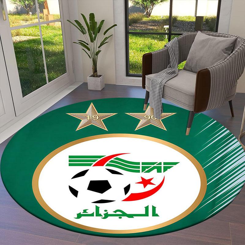 Algeria National Football Team Round Area Rug,Carpet Rug for Living Room Bedroom Sofa Playroom Decor,Non-slip Floor Mat