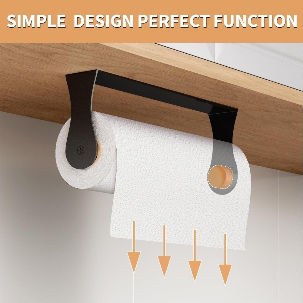 1pc Stainless Steel Paper Towel Holder Wall Mount Under Cabinet Toilet Roll Holder Self Adhesive with Screws Toilet Paper Stand