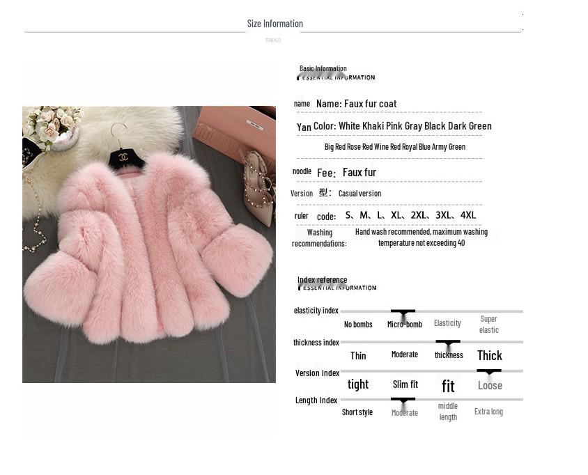 2025 European Women's Faux Fox Fur Patchwork Coat - Short, In Stock
