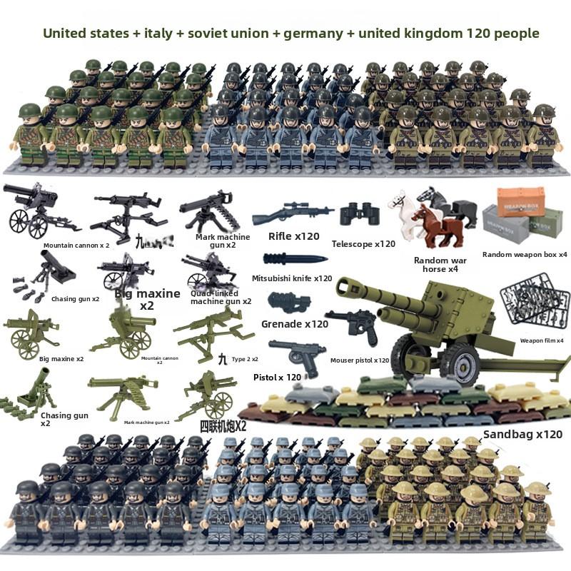 Non-Toxic Dolls Military World War Ii Doll Weapon Accessories Digital Assembly Toy Crawler Children'S Educational Splicing With Toys