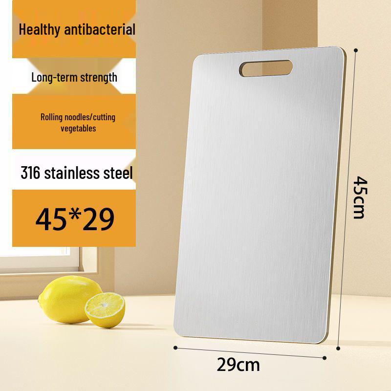 Double-Sided Antibacterial Stainless Steel Cutting Board - 316 Grade, Thick, Mildew-Proof, Large Kitchen Chopping Surface