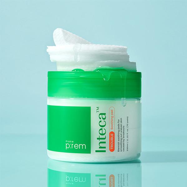 Makeprem Inteca Trouble Soothing Pads 70 sheets 10ml cream + 2 sachets FREE