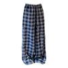 Loose retro plaid pants lace casual pants women's spring and summer loose wide-leg trousers mopping the floor and walking bay pants