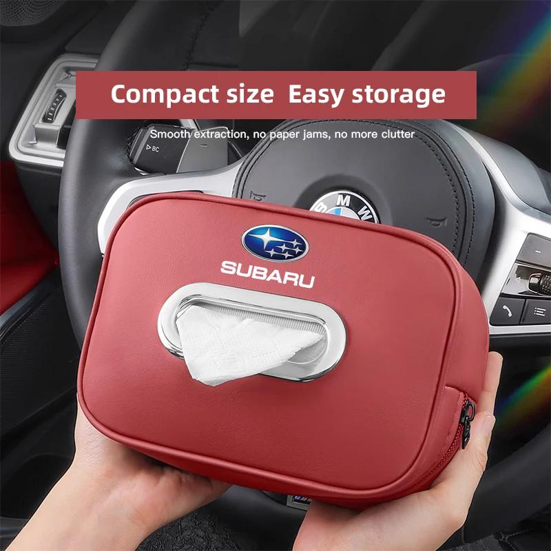 High-capacity Car Interior Tissue Box Kleenex Storage Bag Accessories For Subaru STI Forester Impreza Legacy Outback XV BRZ WRX ss1
