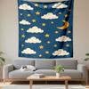 Clouds, Stars, and Moon Night Design Patterned Tapestry Decorative Wall Hanging, Home Bedroom Living Room Decor