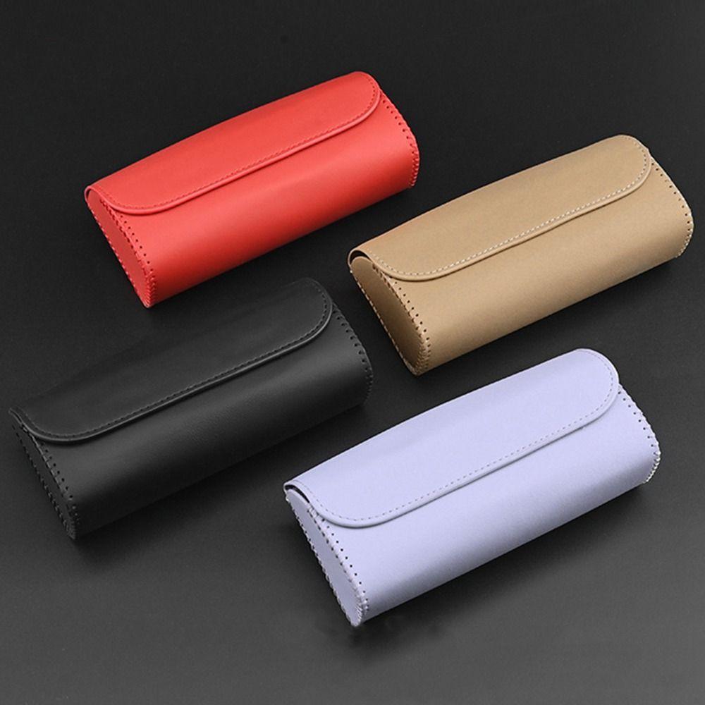 Fashion Portable Car Glasses Box PU Leather Compact Car Sunglasses Case Easy Installation Multifunctional Sun Visor Holder Car