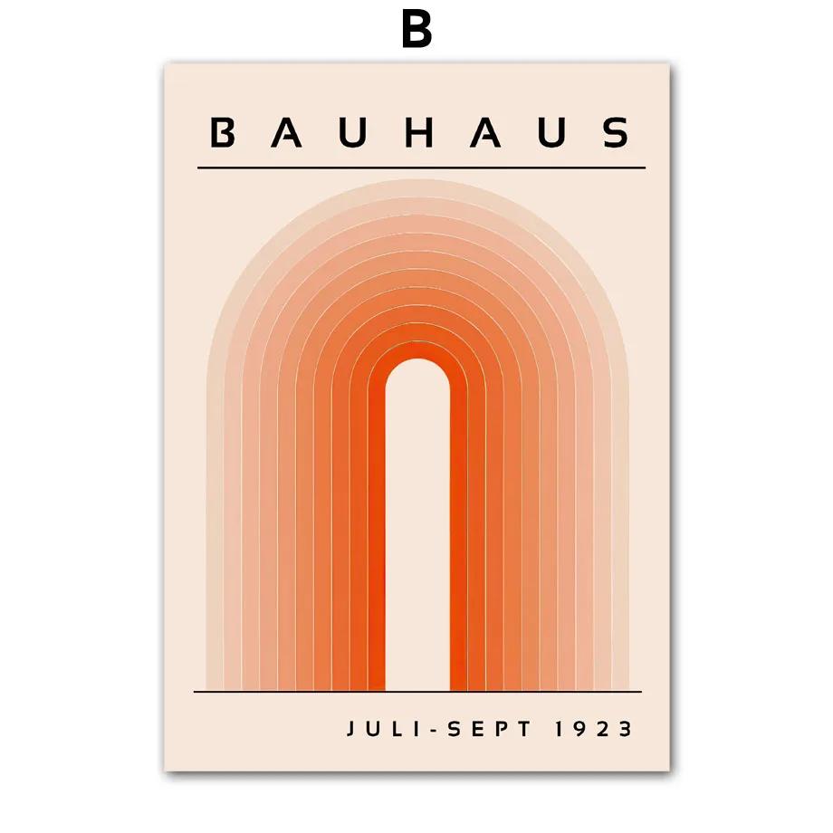Bauhaus Geometrische Linien Regenbogen Wandkunst Poster Leinwand Nordisch Abstrakt Leinwanddrucke für Moderne Hotelbar Wohnzimmer Dekor