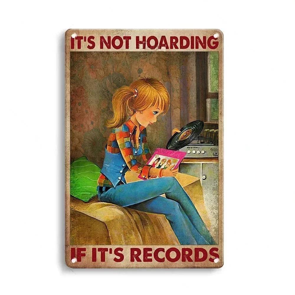 Vintage Rusty Vinyl Records Metal Aluminum Sign Retro Decorative Plate Classic Music Sign Home Studio Bar Man Cave Wall Decor