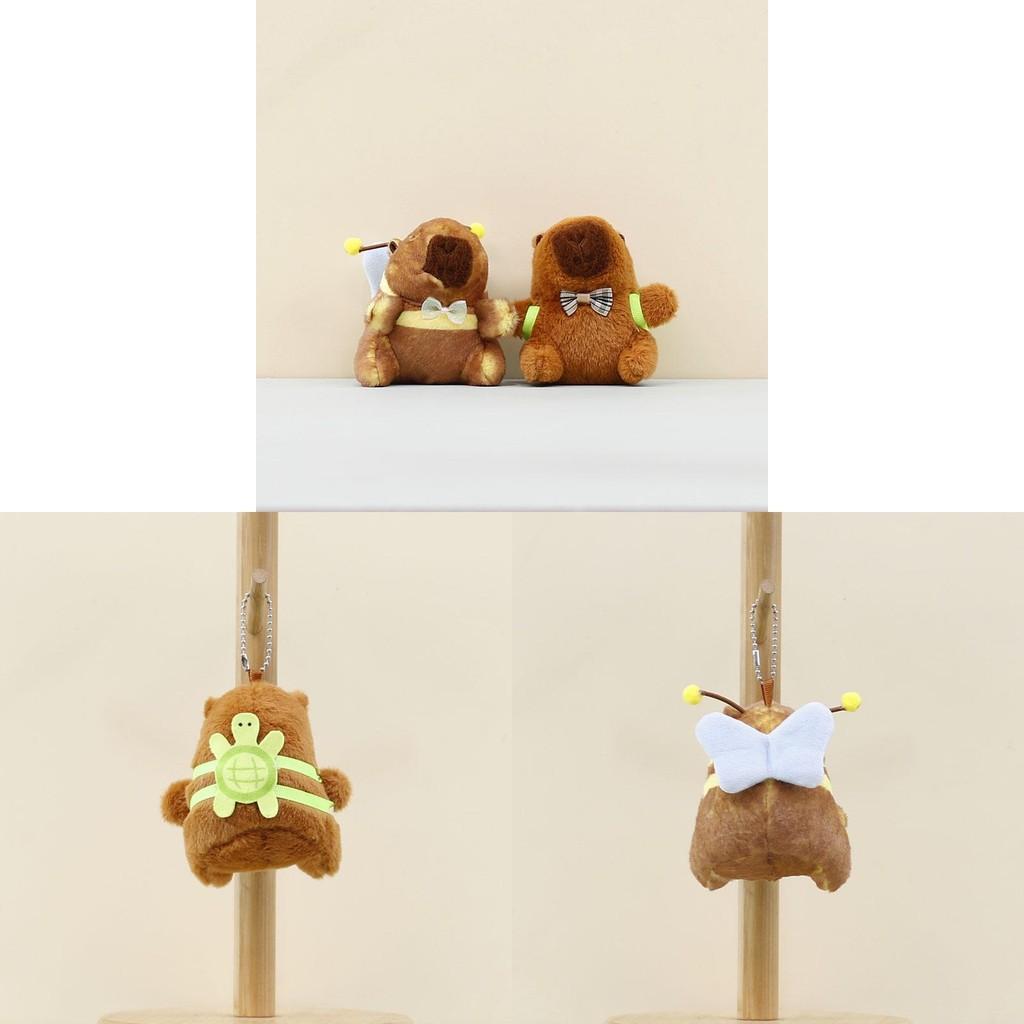 Plush Capybara Cartoon Toy Animal Pattern Bee Hanging Doll Decorations Keychain