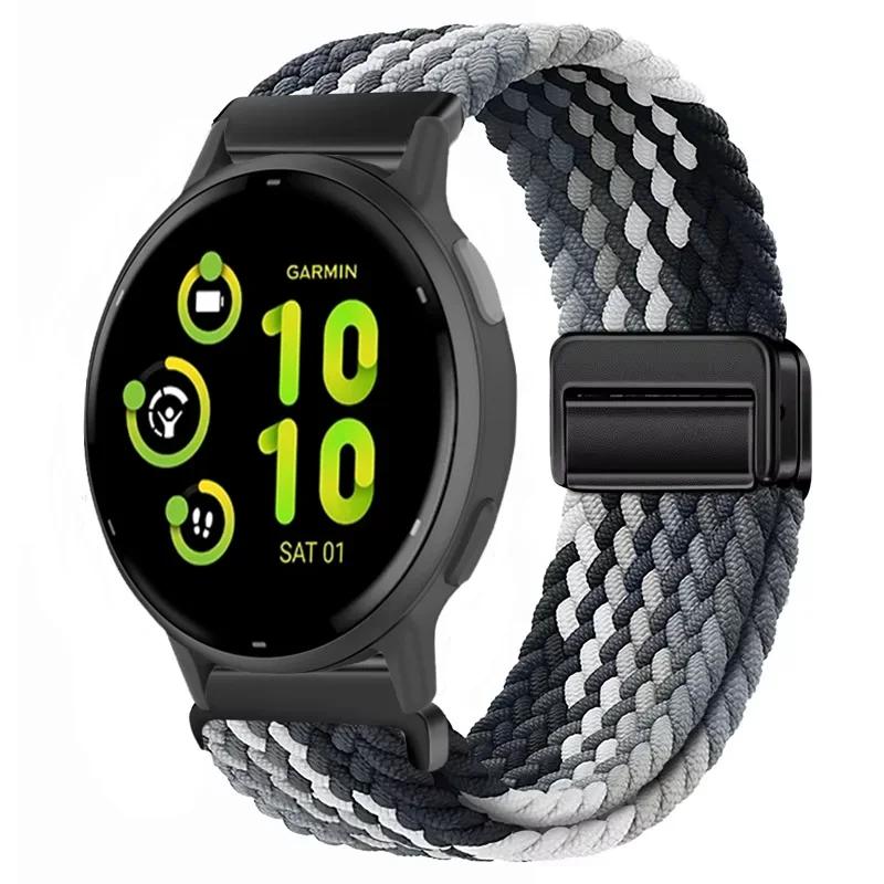 20/22mm Nylon Strap for Garmin Forerunner 55 165 970 570 965 955/Venu 4 45mm Magnetic Band Garmin Vivoactive 5 6/Vivomove Trend
