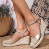 Women's Sandals Summer Breathable Lace Sandals Fashion Ankle Strap Platform Sandals Wedges High Heeled Sandal Sandalias De Mujer