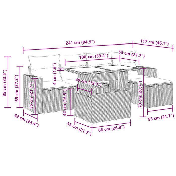 VidaXL Salon de jardin avec coussins 6 pcs marron résine tressée 3327813