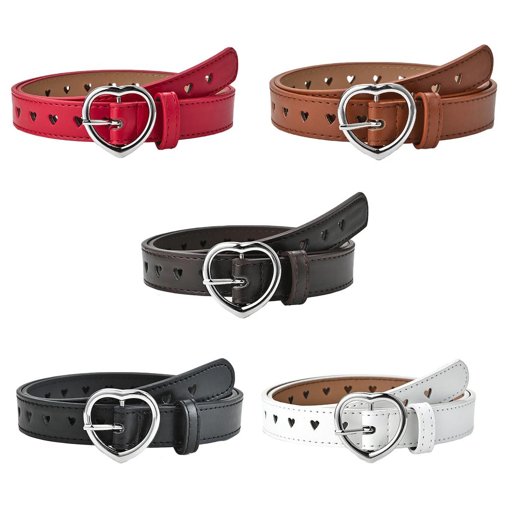 Kids School Rock Bands PU Belt Jean Waistband Rock and Roll Vintage Buckle Heart