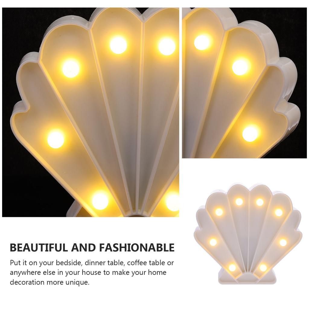 Aesthetic Seashell Modeling Lamp White Plastic Powered LED Night Light Bedside Home Decor Valentine Gift