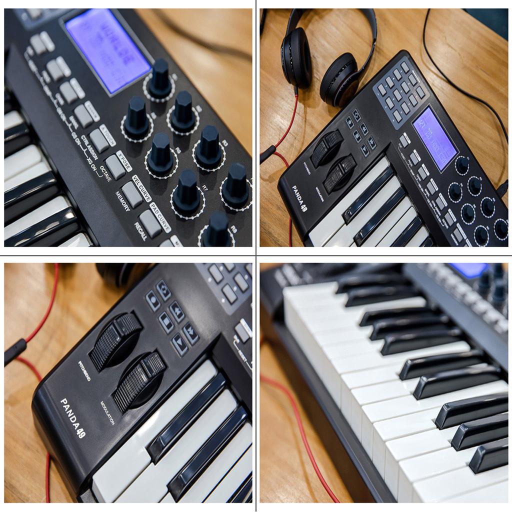 WORLDE PANDA49 Portable 49 Key USB MIDI Keyboard Controller 8 RGB Colorful Backlit Trigger Pads with USB Cable