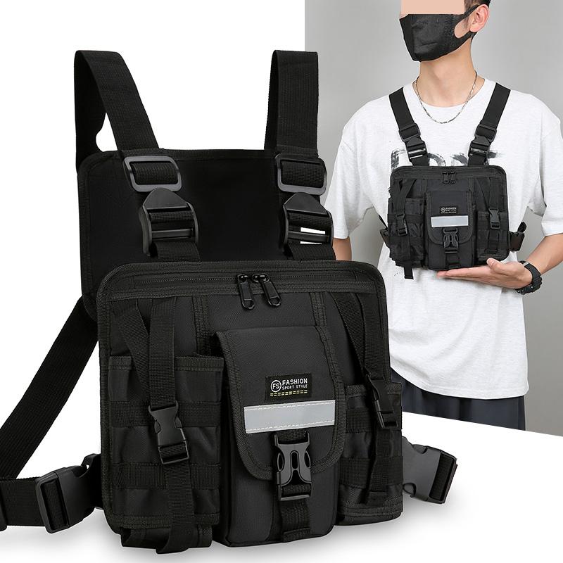 Men's and Women's Running Vest Tactical Chest Bag, Suitable for Outdoor Functional Sports (black), Suitable for Various Differen