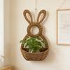 Hanging Wall Pocket Handwoven Wicker Easter Bunny Basket Rustic Charm Unlined Basket Flowers Eggs Gifts Indoor Outdoor Seasonal Decor