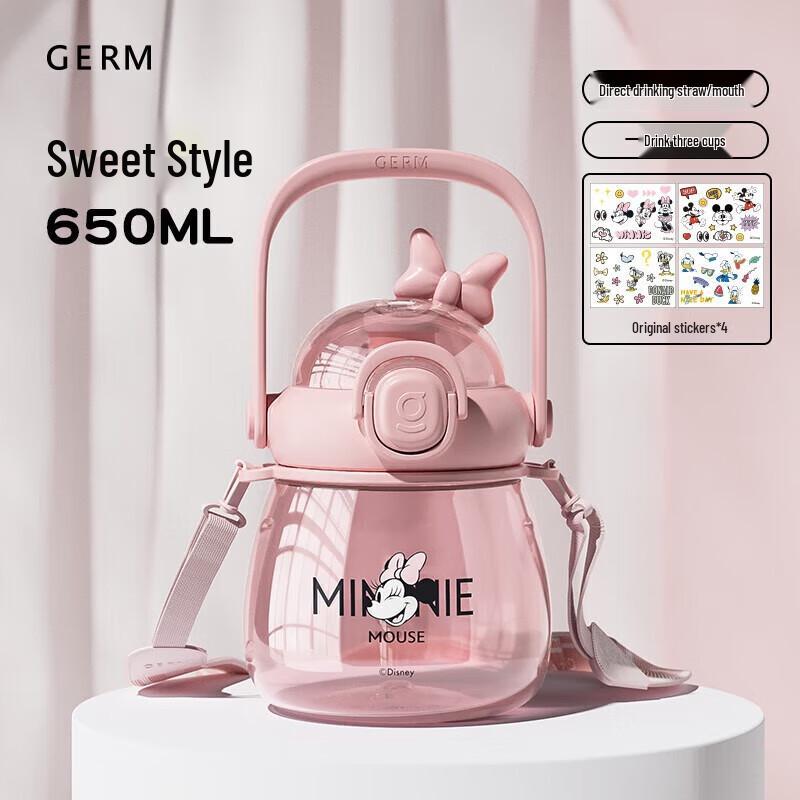 

Germ Mickey Kids Portable Glass Straw Bottle, 650ML
