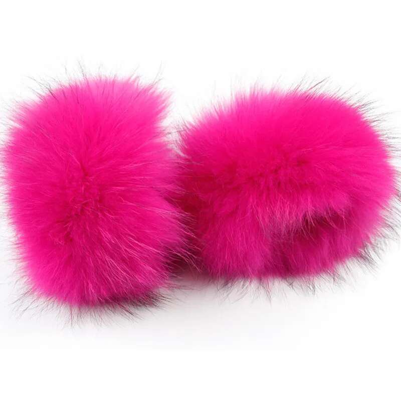 Winter Raccoon Fur Cuffs Women Fashion Fur Arm Warmer Natural Fur Wristband Female Warm Fur Sleeve Decort Plush Fur Bracelet