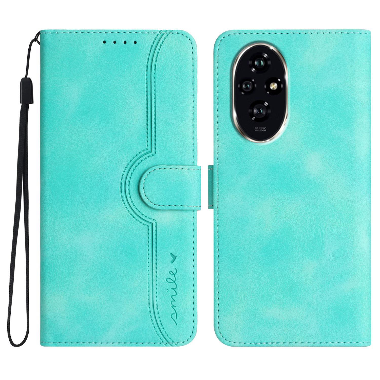 

YX0030 For Honor 200 5G Case Leather Phone Cover Imprinted Smile Letter Baby Blue