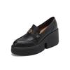 High-heeled leather platform loafers women's 2025 spring and autumn new pointed camellia slope heel cowhide single shoes waterproof table