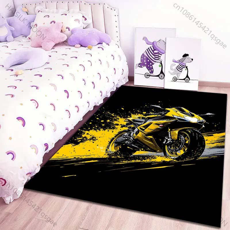 Motorcycle Racing Art Pattern Carpet for Living Room Bedroom Sofa Creative Doormat Home Decor Area Rug Non-slip Mat