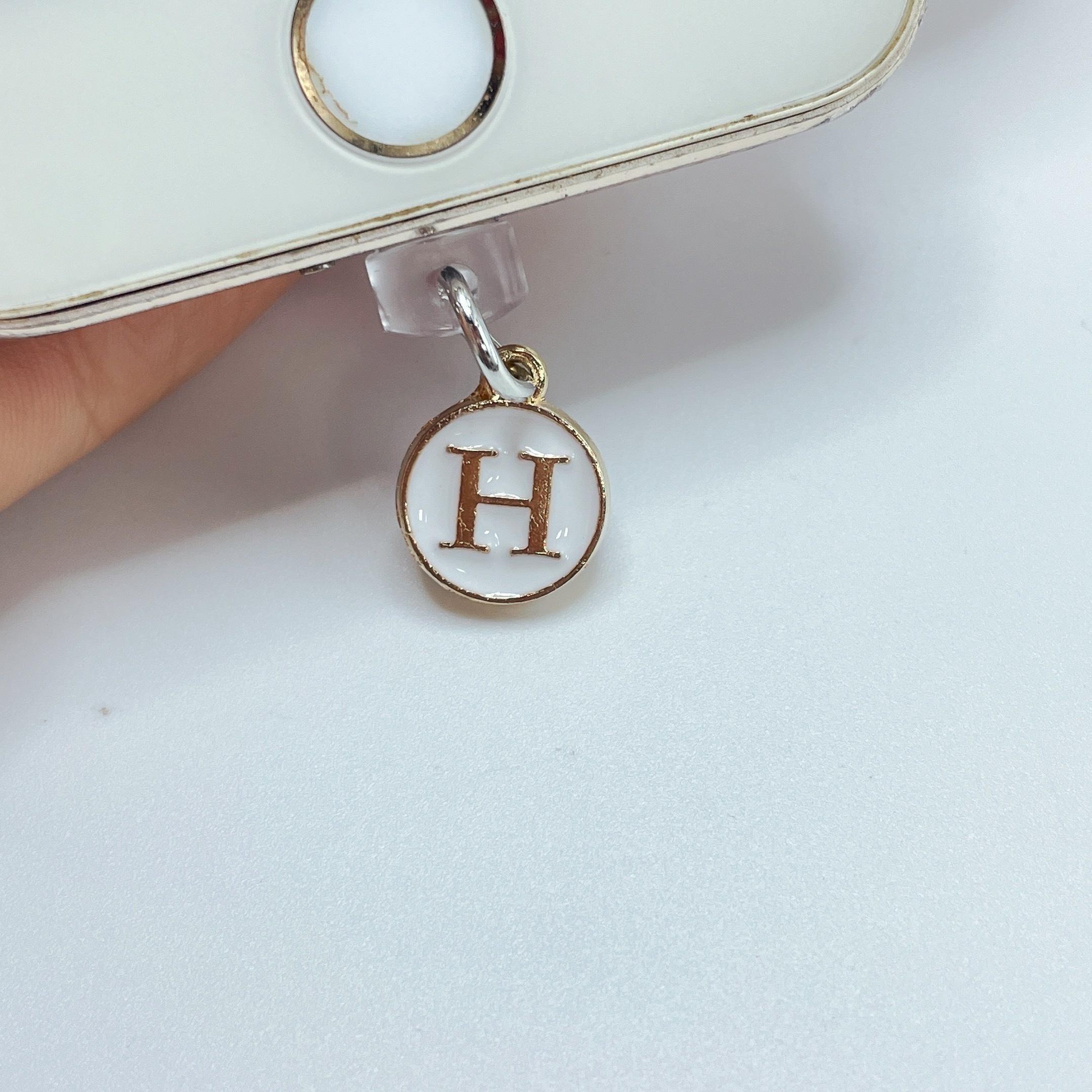 

Заглушка от пыли для телефона - Металлическая подвеска с 26 белыми английскими буквами - Заглушка от пыли для разъема телефона, украшения для мобильного телефона For Type-C