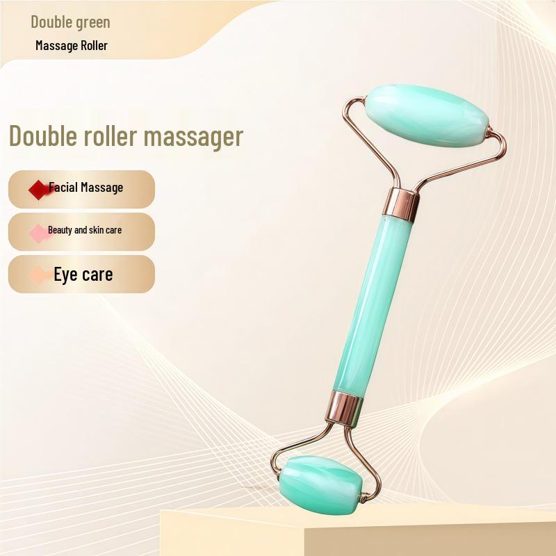 Rose Quartz Heart-Shaped Double-Headed Facial & Body Roller and Gua Sha Massage Set