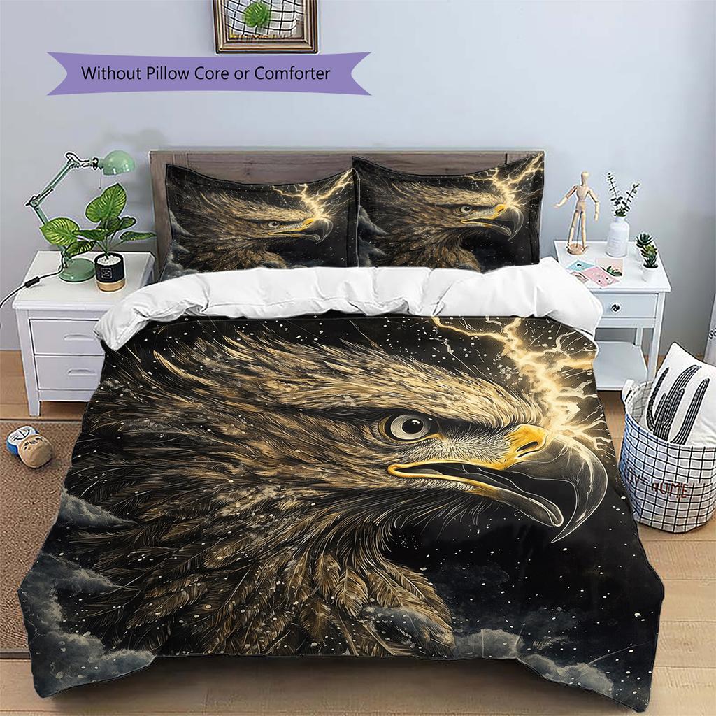 Lightning eagle Pattern Bedding Quilt Set Quilt Cover Pillowcase Home Decoration Gift (1 * duvet cover + 2 * pillowcase, without core)
