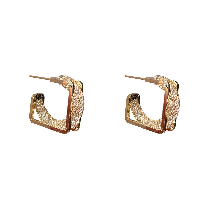 Geometric Crystal Design 925 Sterling Silver Earrings for Women