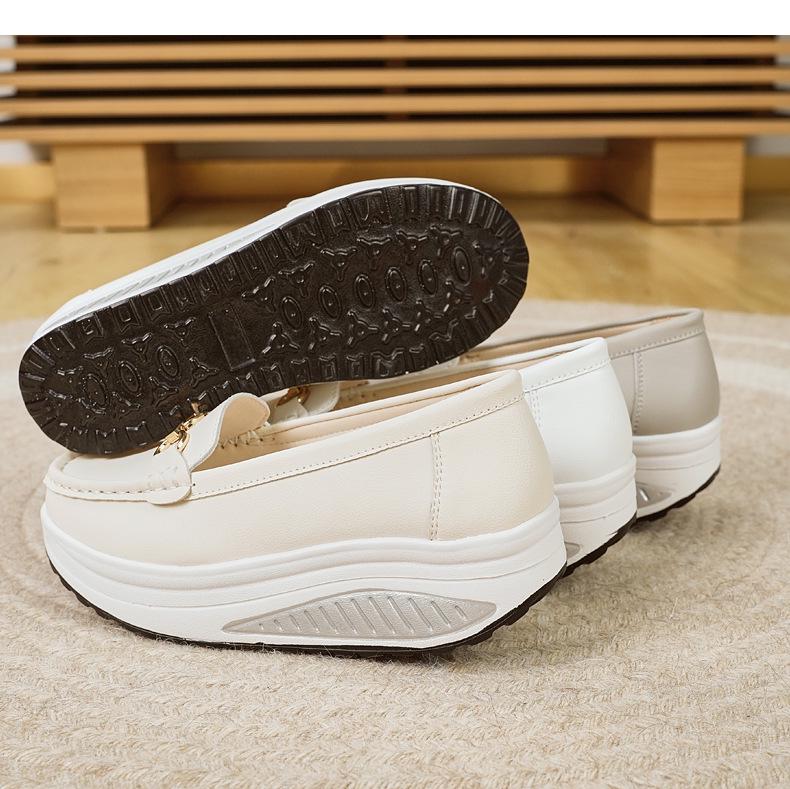 Cross-border Songgao Height-Increasing Plus Size Genuine Leather Bean Shoes for Women