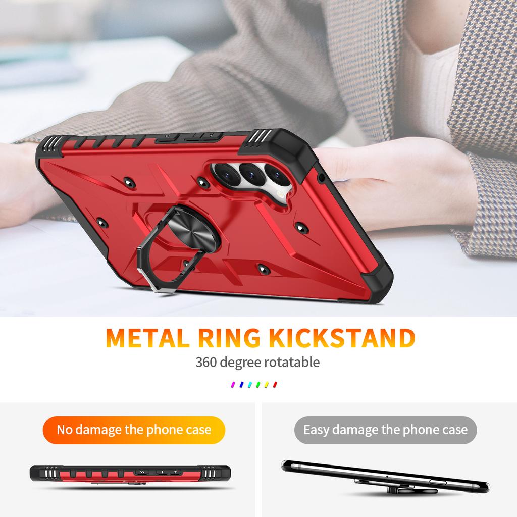 For Samsung Galaxy S24 Case PC+ TPU Ring Kickstand Magnetic Car Mount Phone Cover