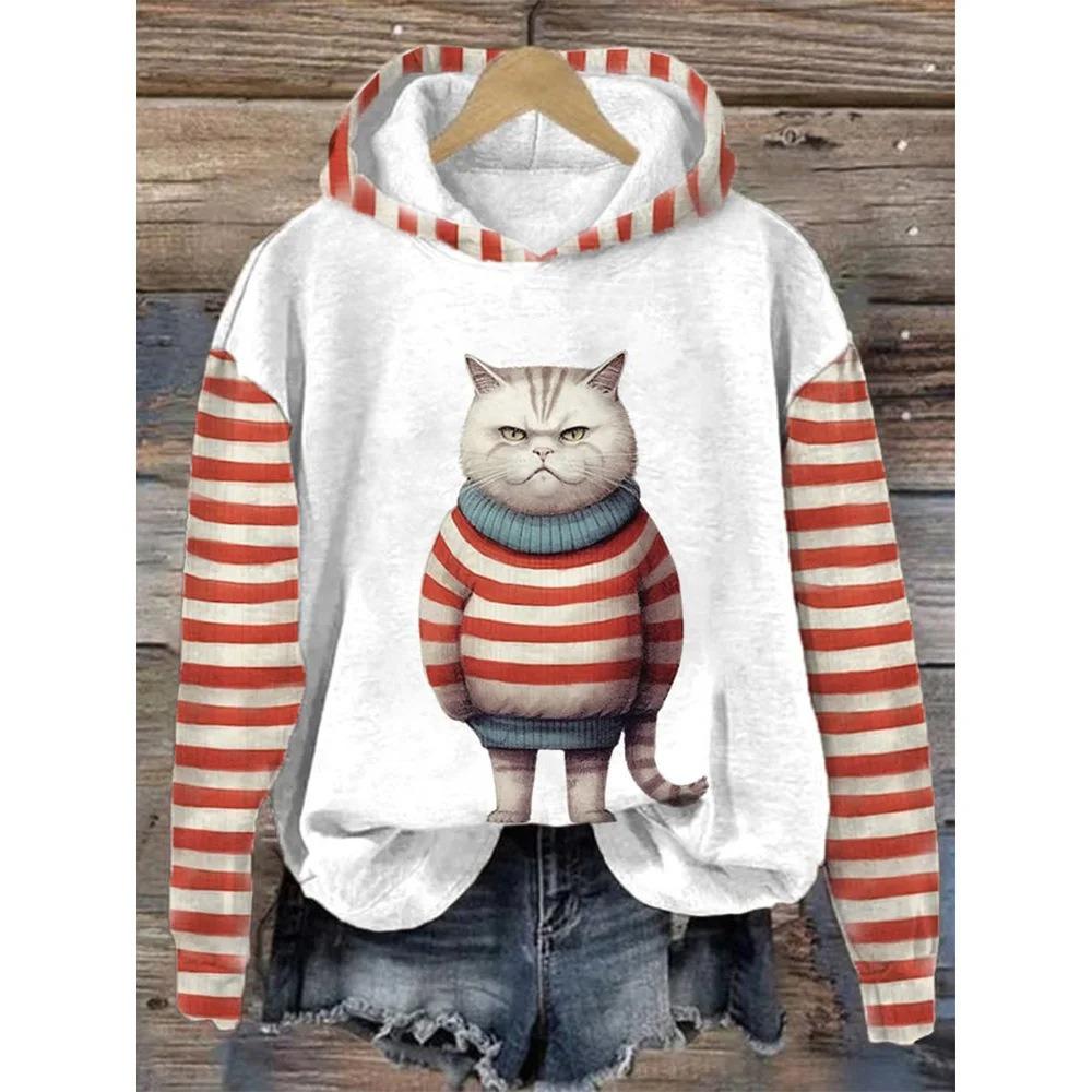 Fat Cat Dog Hoodies Animal 3D Print Women Men Casual Hooded Sweatshirts Streetwear Oversized Pullover Hoodie Top Female Clothing