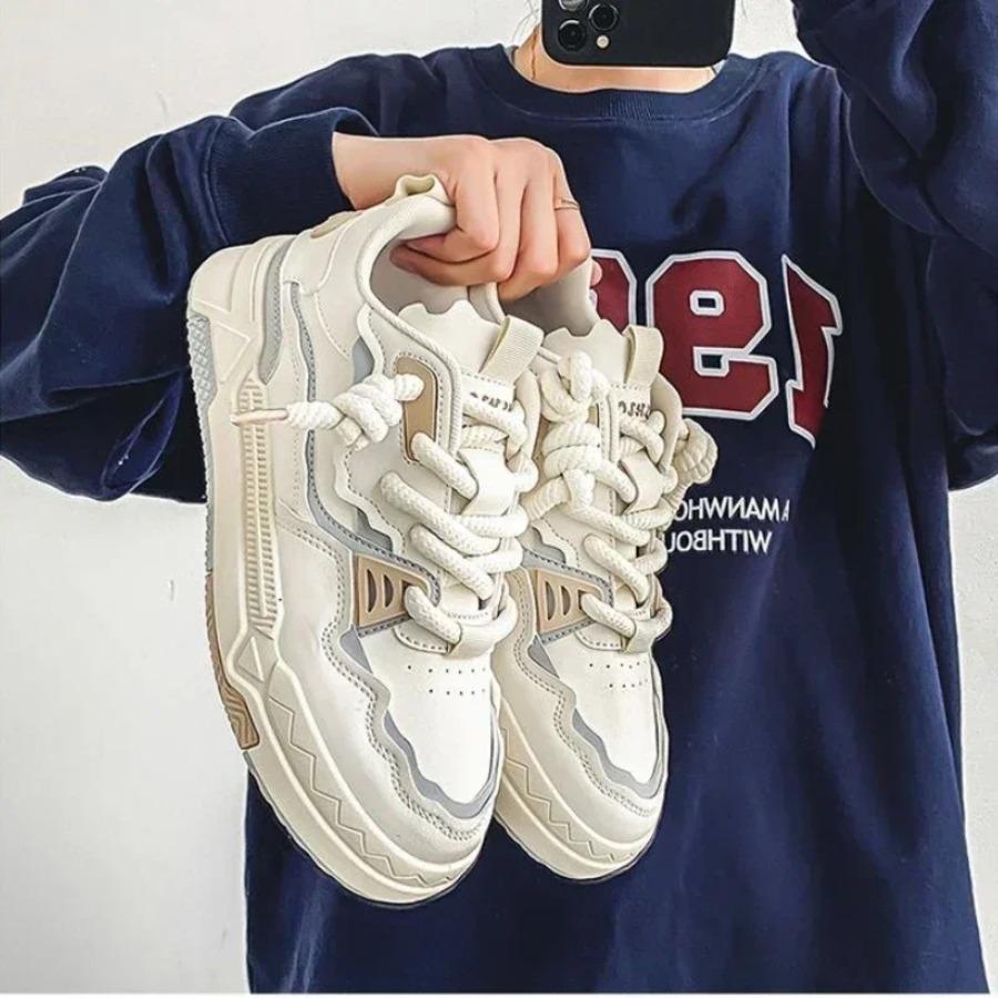 Trendschuhe für Herren Brotschuhe Weben Schnürschuhe Herren-Sneakers Herren Patchwork-Sneakers Straßen Hip Hop Klobige Herren-Sportschuhe