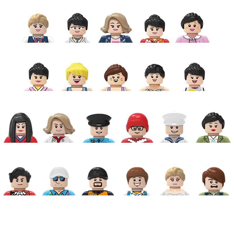 Kids 3D Family Figures Set Building Blocks City Worker Fireman Doctor Dolls Bricks Educational Toys For Children Birthday Gift