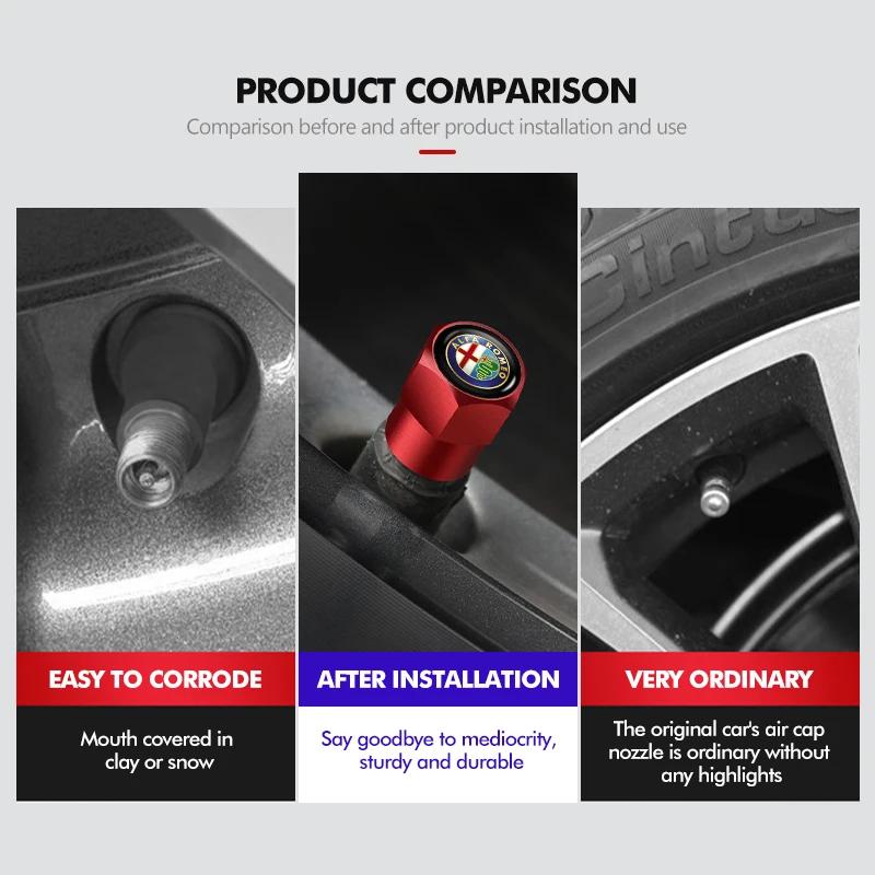 Car Stickers For Alfa Romeo 4pcs Car Wheel Tire Valve Caps Tyre Stem Airdust Waterproof For Alfa Romeo Giulietta GT 159 147 156 Wzvc44