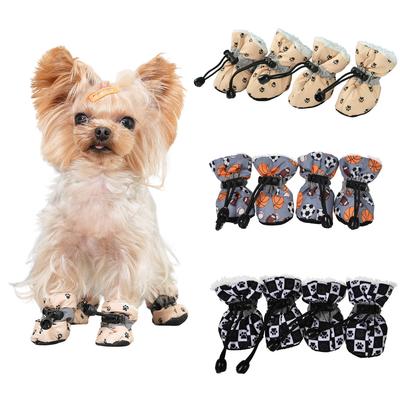 4 adet/takım Su Geçirmez Kış Pet Köpek Ayakkabı kaymaz Yağmur Kar Botları Ayakkabı Küçük Kediler Yavru Köpekler Için Kalın Sıcak Çorap Patik