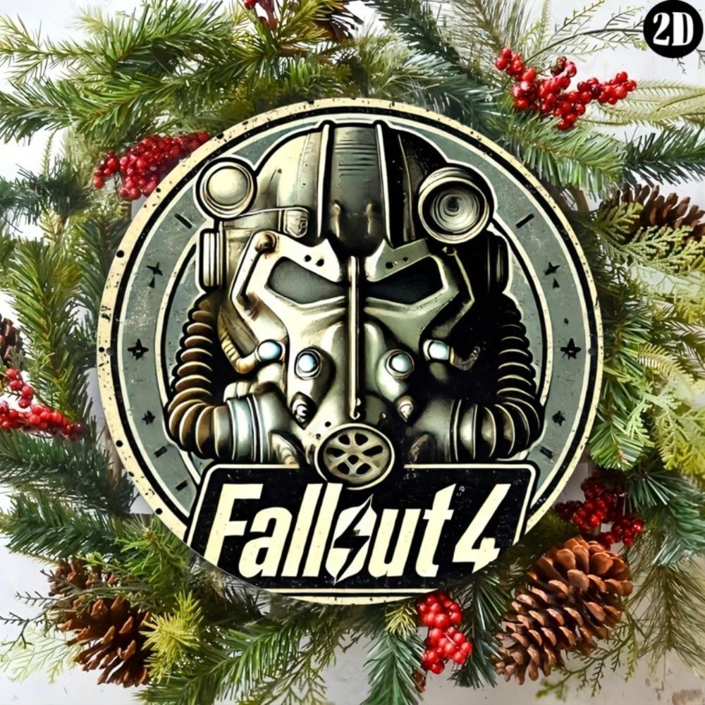 Fallout 4 Metal Tin Sign Round 8x8 Inch Vintage Art Wall Decor