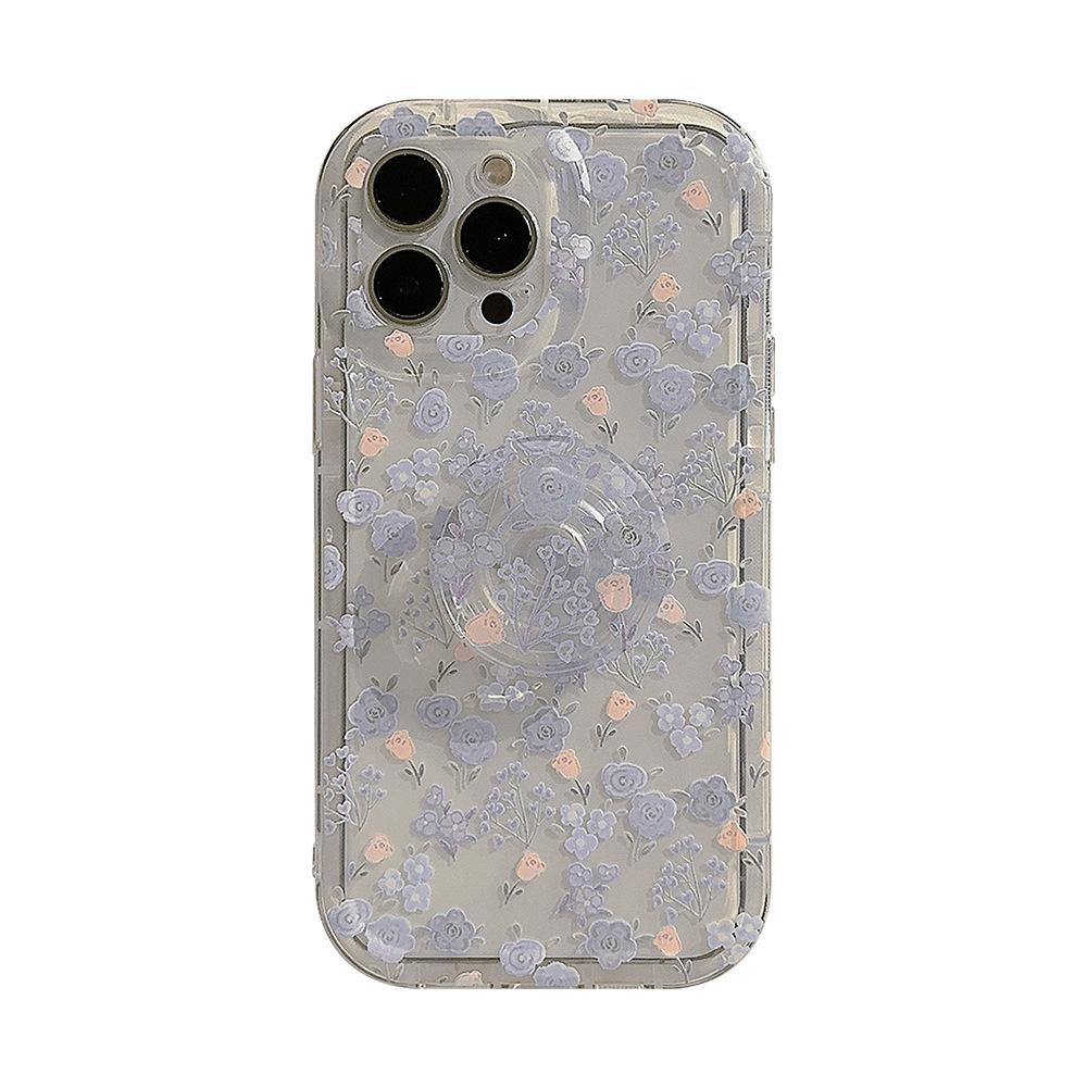 Floral IPhone 15 Apple Phone Case 13 Suitable for 16 Transparent 11 Airbag Bracket 14pro Max14