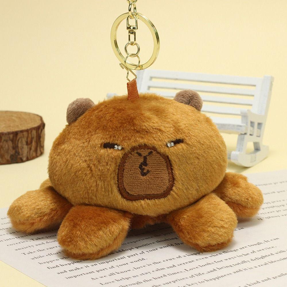 Double-Sided Plush Flipped Capybara Keychain Cartoon Capybara Doll Pendant  Birthday Party Decor