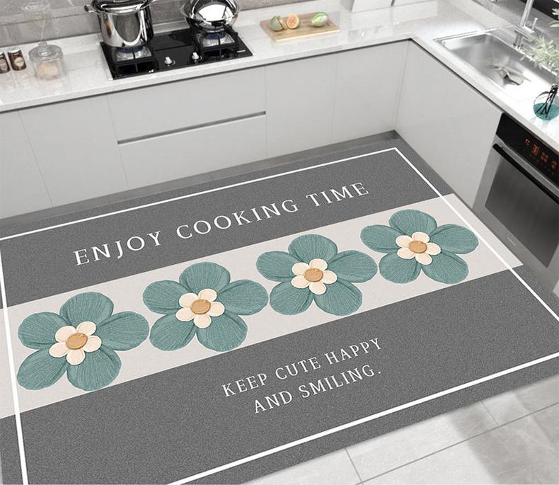 PVC Wipeable Balcony Mat Non-slip Oil-proof Kitchen Rug Refreshing Carpets for Living Room Anti-dirty Leather Rugs for Bedroom