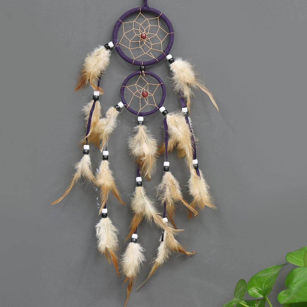 Indian Dream Catcher Ornament with Double Rings – Wind Chime Wall Decoration