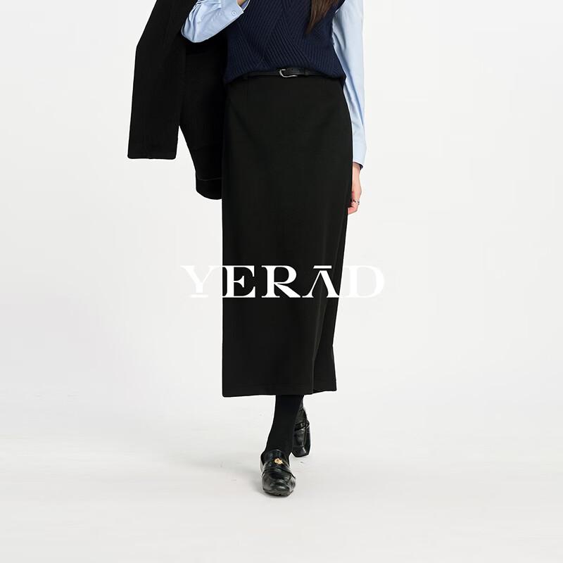 YERAD Women's High-Waisted Wool-Blend A-Line Midi Skirt