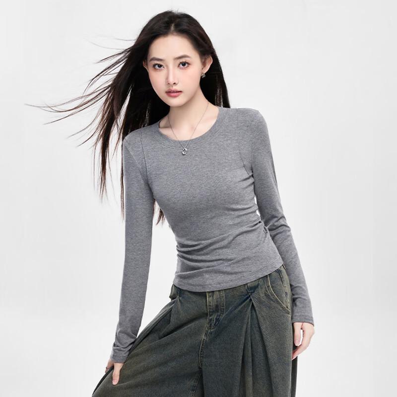 NOME Women's Ribbed Crew Neck Slim Fit T-Shirt