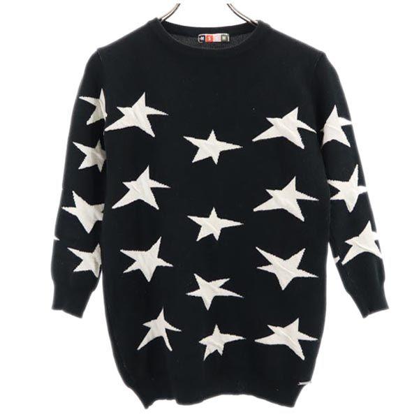 MSGM Wool Blend Star 7 Minutes Sleeve Knit Black Series Sweater Women Used