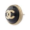 CHANEL 22C early spring double c resin with diamonds classic metal earrings women's black