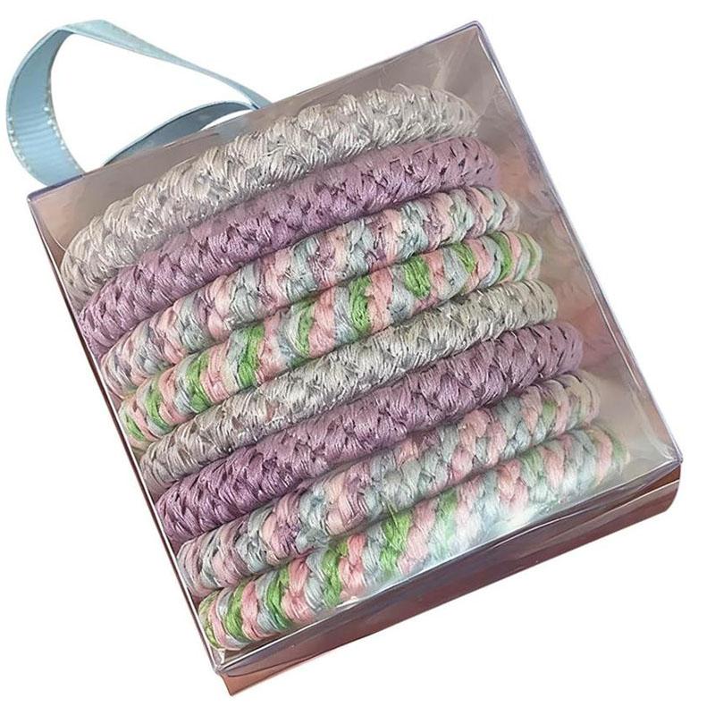 8Pcs Hair Bands, Elastic Hair Ties, Hair Accessories for Girls, Cotton Bands Soft Woven Ponytail Holders for Thick Hair and Curly Hair