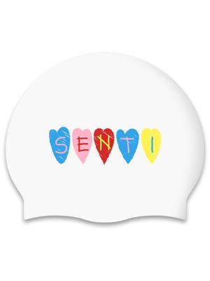 SENTI [Sc-2474] Heart Centi Wh Silicone Swim Cap