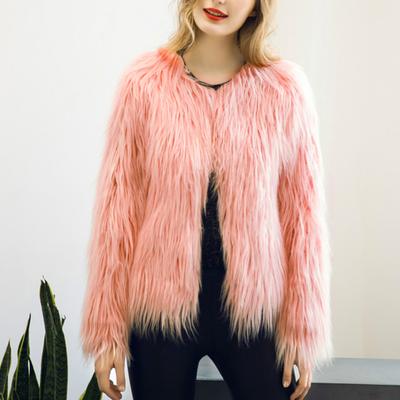Damen Langarm Flauschiger Mantel Offen Vorne Kunstpelz Strickjacke Pelziger Parka Zottelige Jacke Winter Warme Oberbekleidung